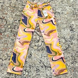 Zara colorful swirl pattern jeans
